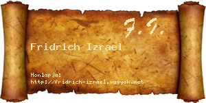 Fridrich Izrael névjegykártya